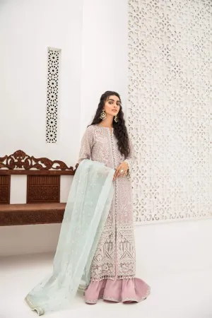 Chiffon Embroidered Dress in Lilac Color #Y2029