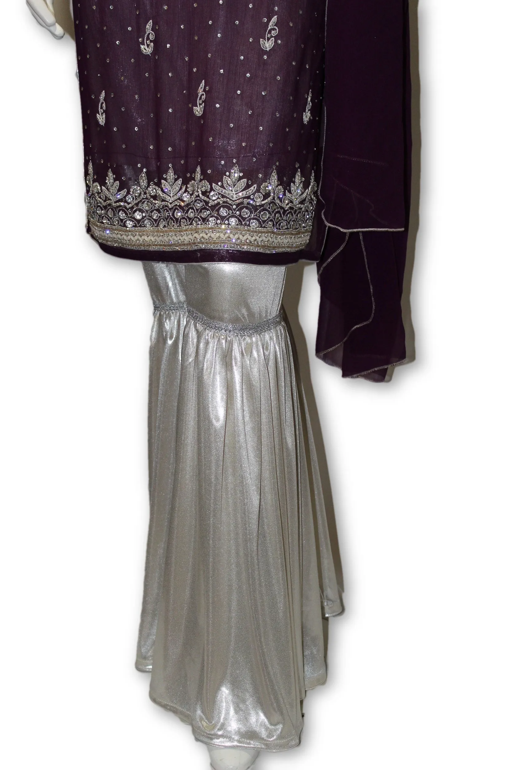 Chiffon Fancy Party Wear Gharara Pants 3 Pcs Pakistani Indian Dress