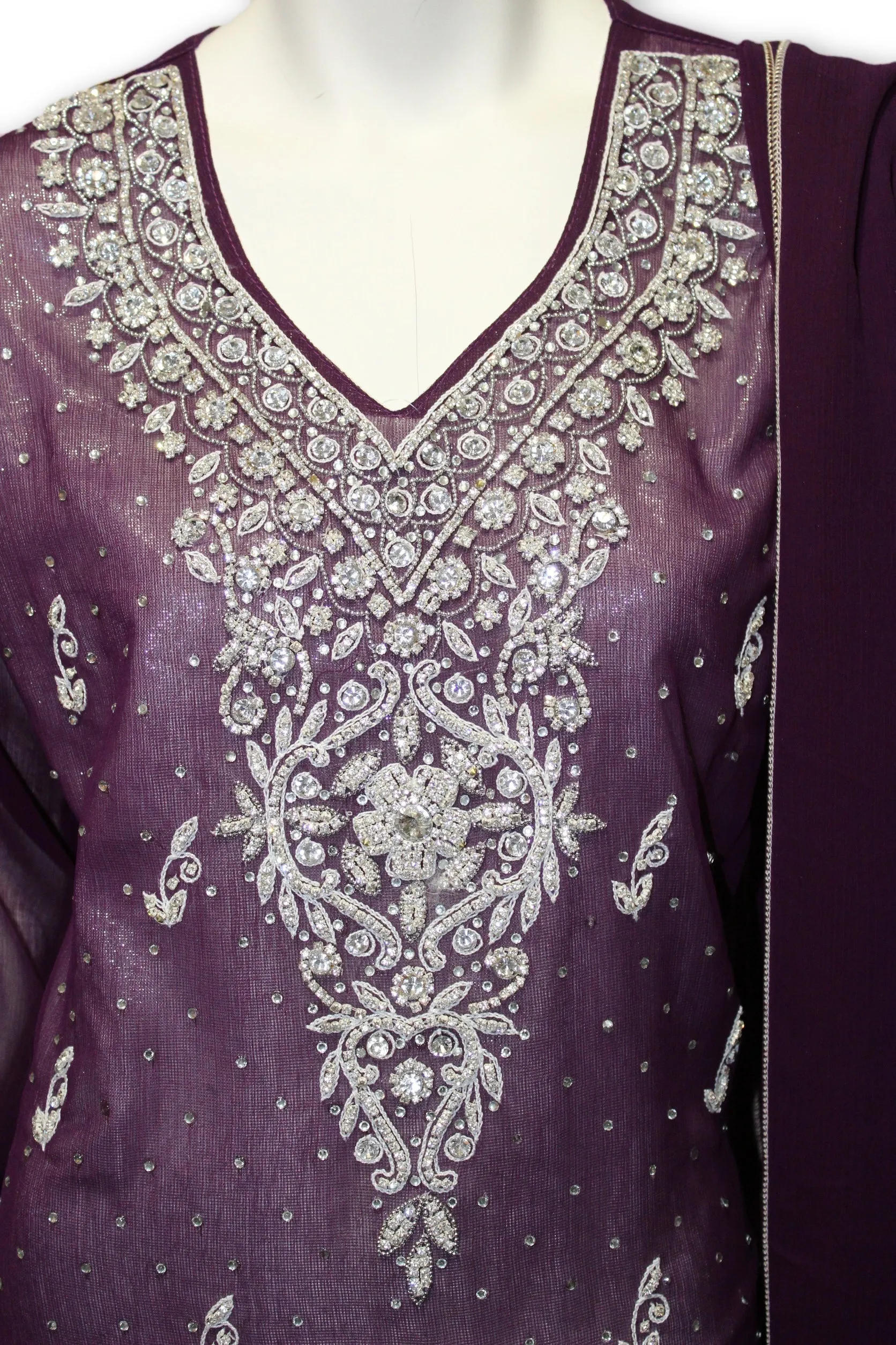 Chiffon Fancy Party Wear Gharara Pants 3 Pcs Pakistani Indian Dress