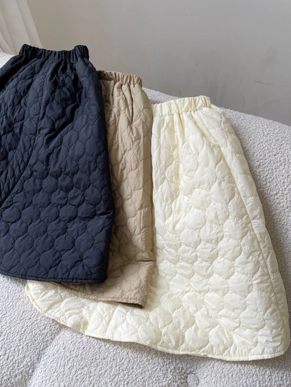 Children's Quilted Cotton Gourd Cotton Pure Color Quilted Skirt