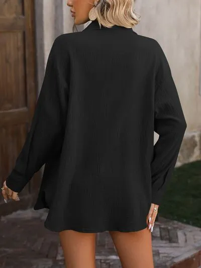 Chill Days Linen Button Up- 4 Colors (Pink, White, Tiffany Blue, Black)