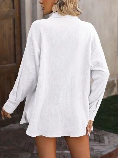 Chill Days Linen Button Up- 4 Colors (Pink, White, Tiffany Blue, Black)