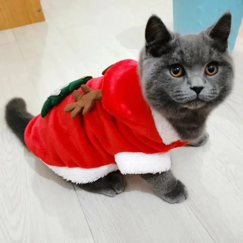 Christmas Hooded Sweater for Sphynx Cats Winter Costume