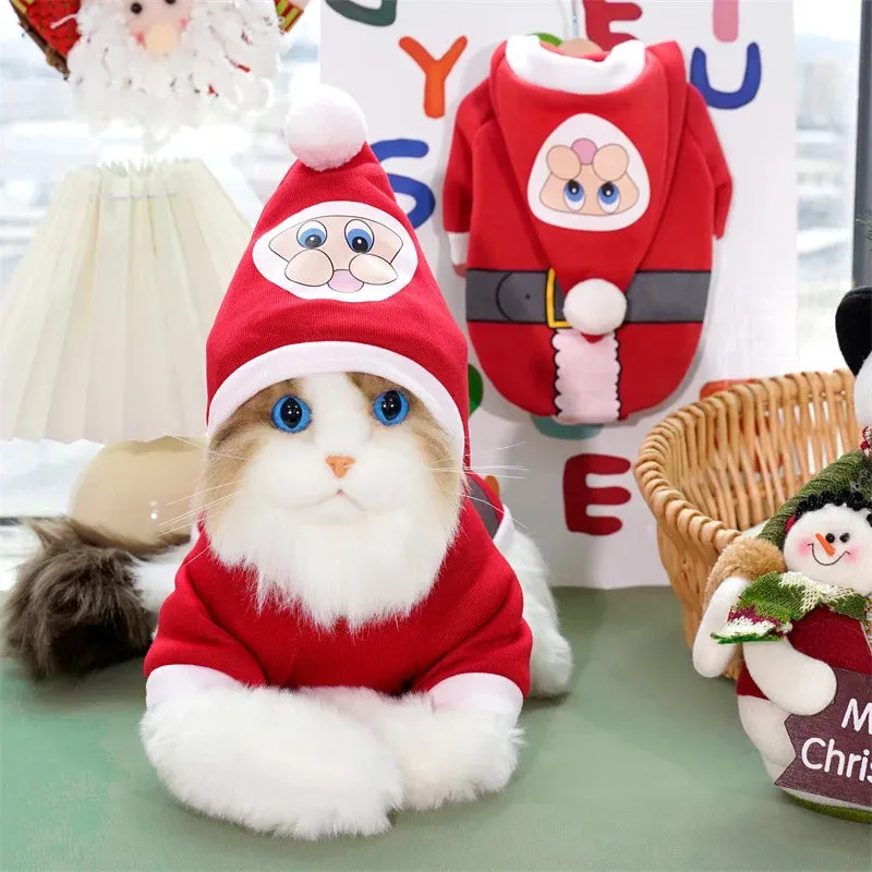 Christmas Hooded Sweater for Sphynx Cats Winter Costume