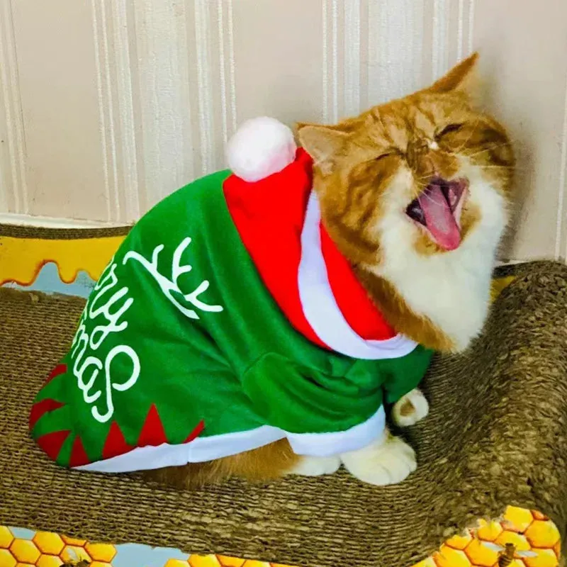Christmas Hooded Sweater for Sphynx Cats Winter Costume