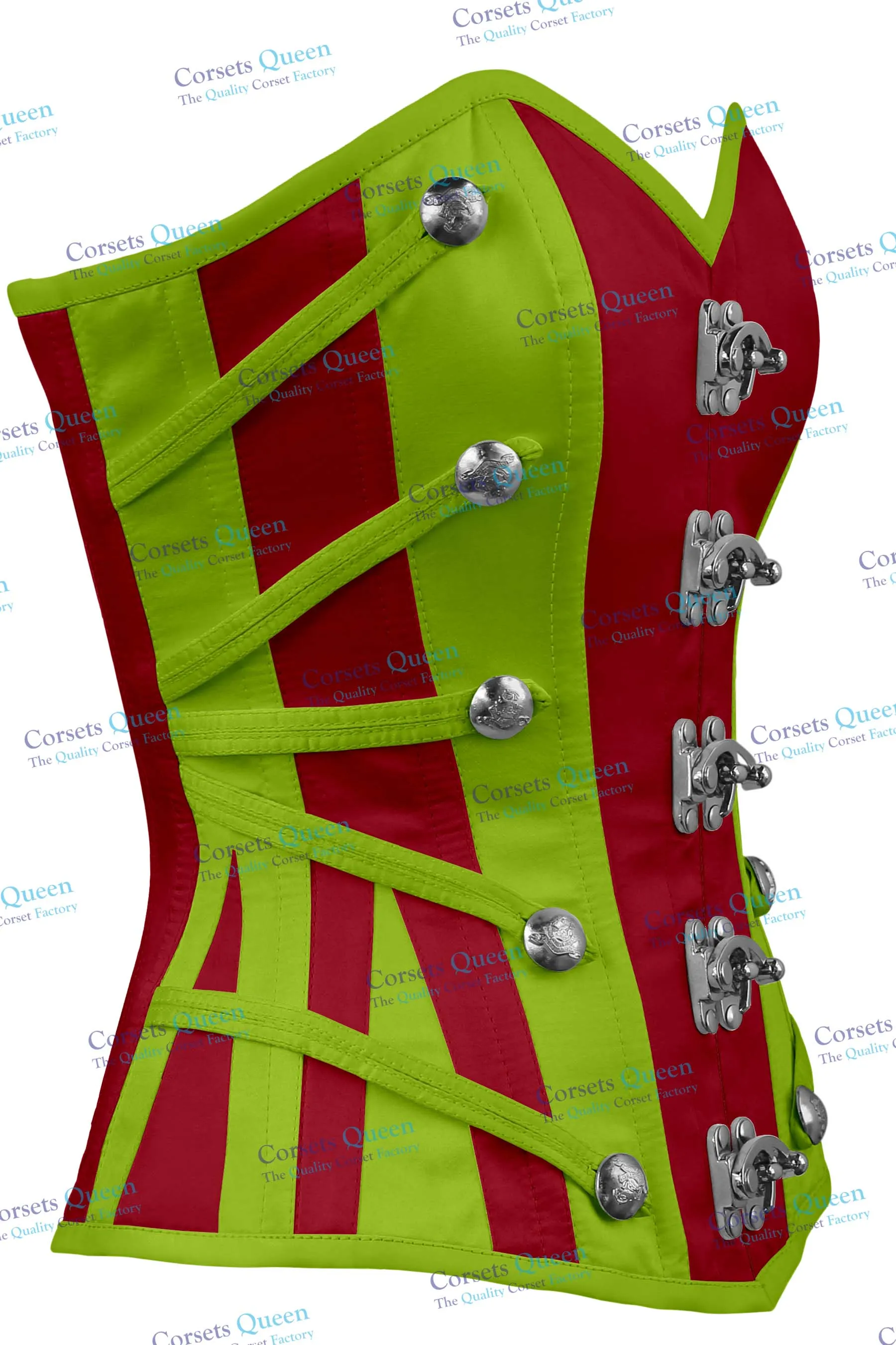 Clementine Satin Overbust Corset With Buckles