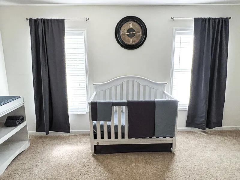 Coal Gray and Denim Blue Baby Crib Bedding Set All in One