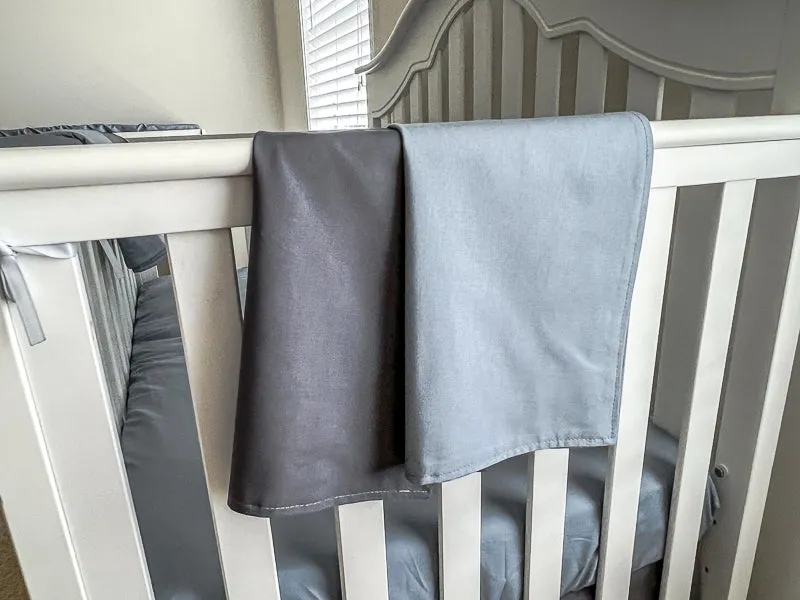 Coal Gray and Denim Blue Baby Crib Bedding Set All in One