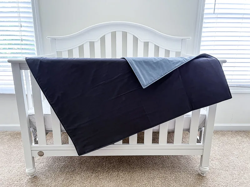 Coal Gray and Denim Blue Baby Crib Bedding Set All in One