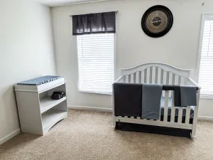 Coal Gray and Denim Blue Baby Crib Bedding Set All in One