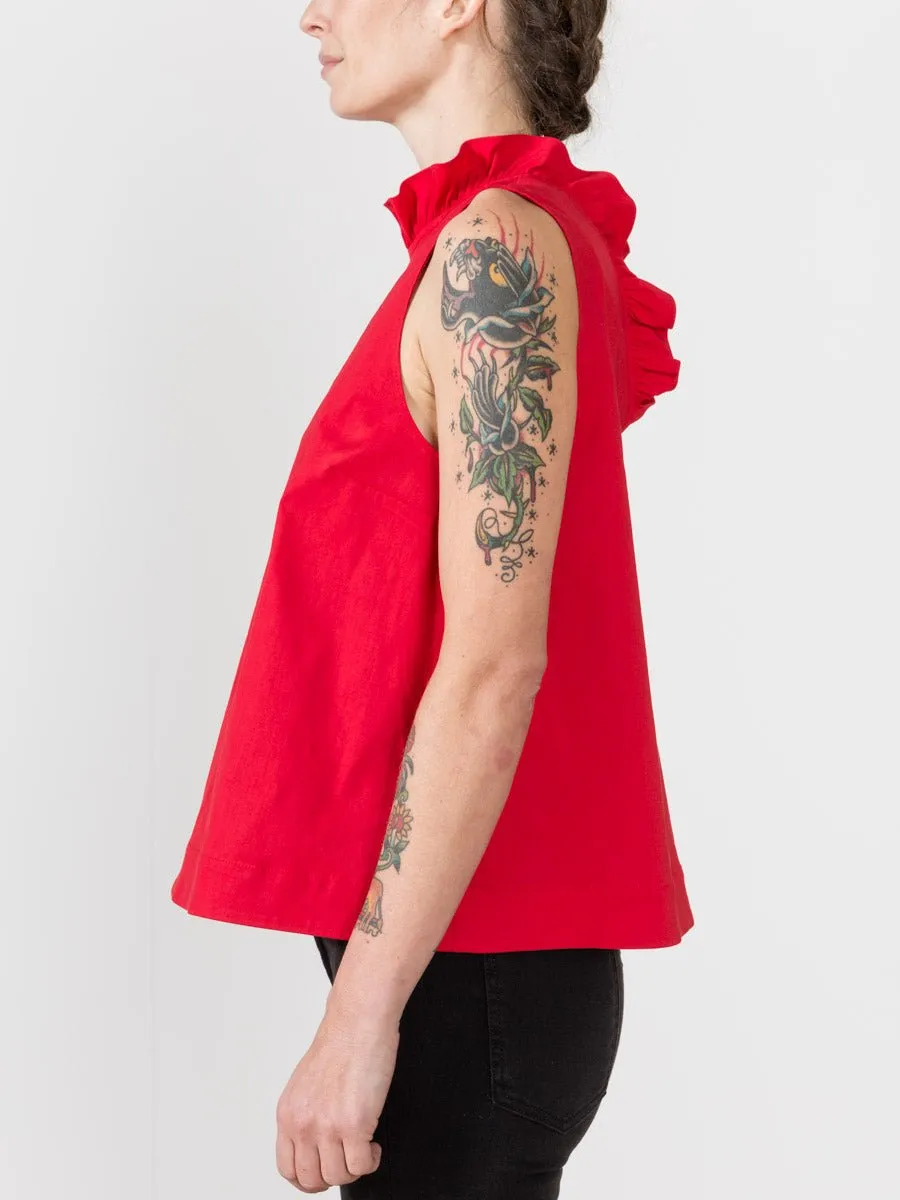 coco ruffle tank - red