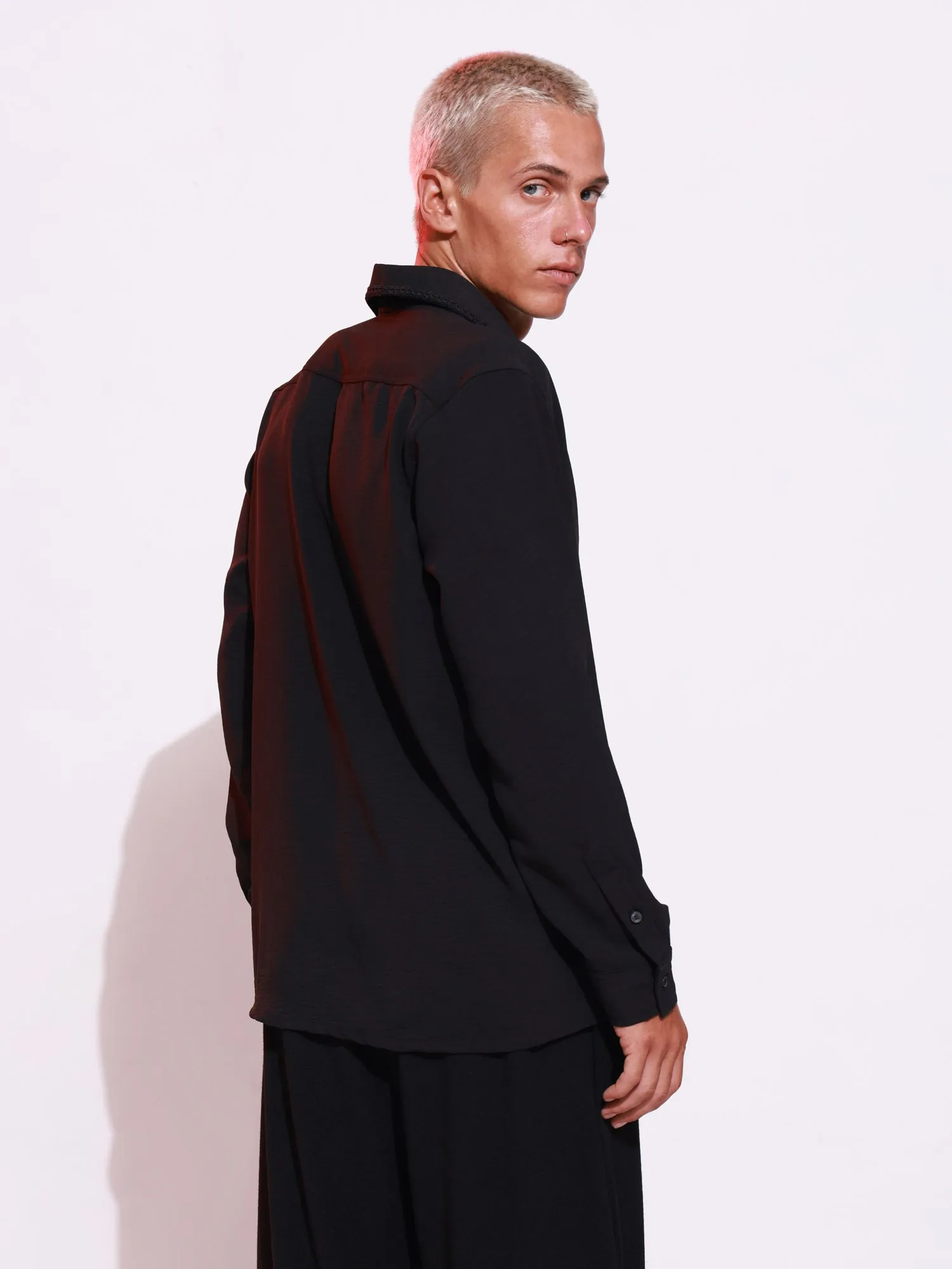 Collar Lace Detailed Regular Fit Shirt