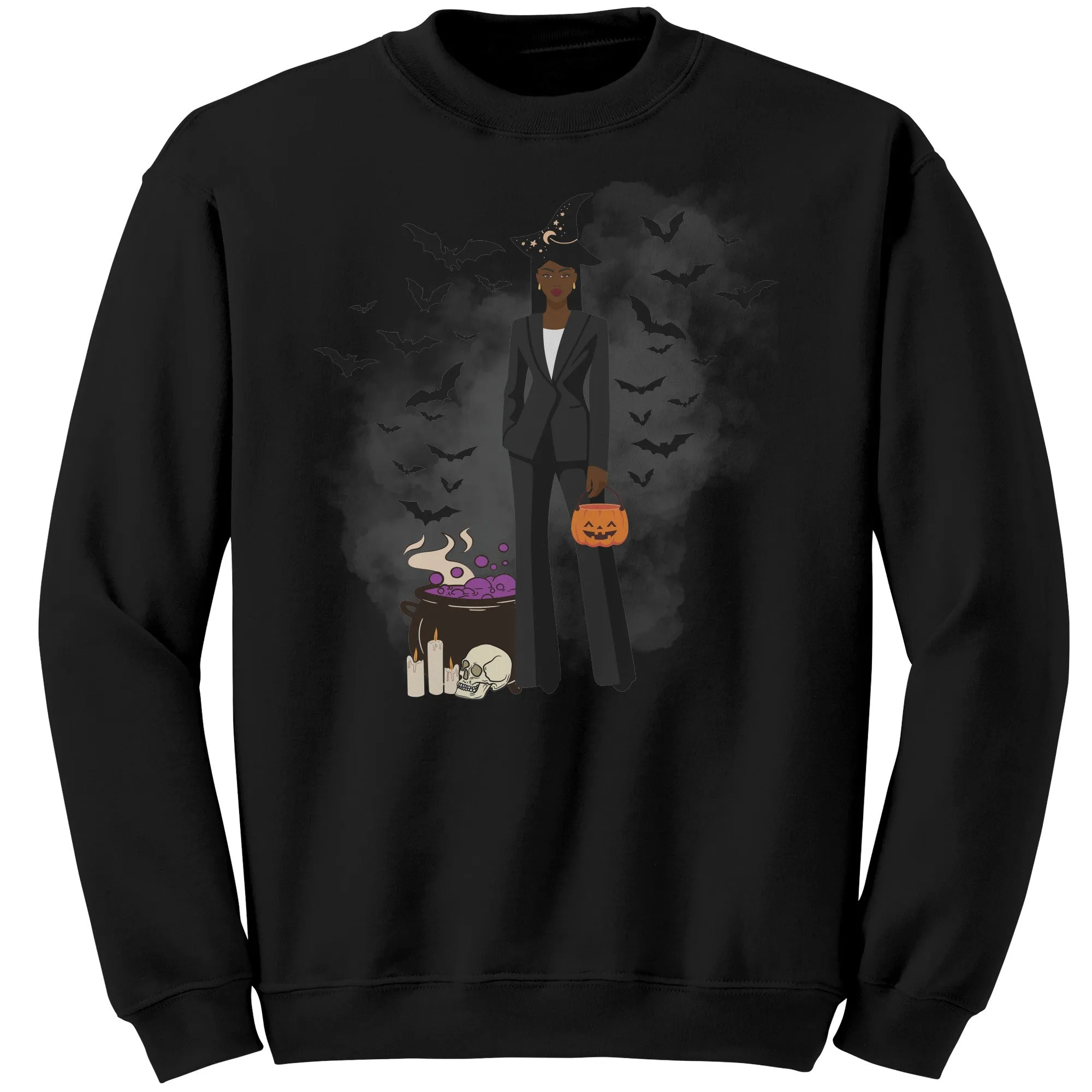Comfort Colors Fashionable Halloween Sweatshirt For Black Girl Halloween Sweatshirt Gift For Spooky Season Sweatshirt Black Girl Magic