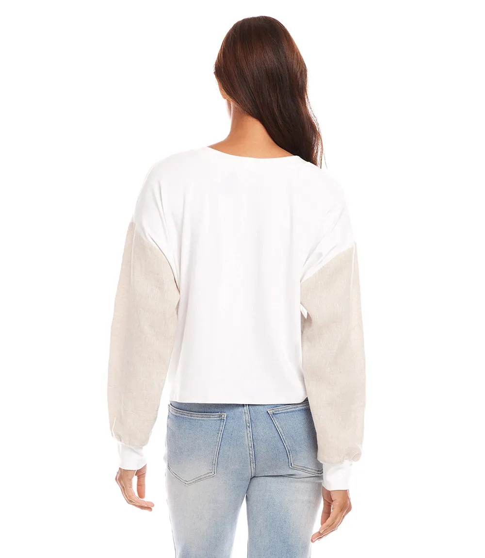 Contrast Tie-Front Top
