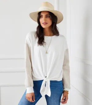 Contrast Tie-Front Top