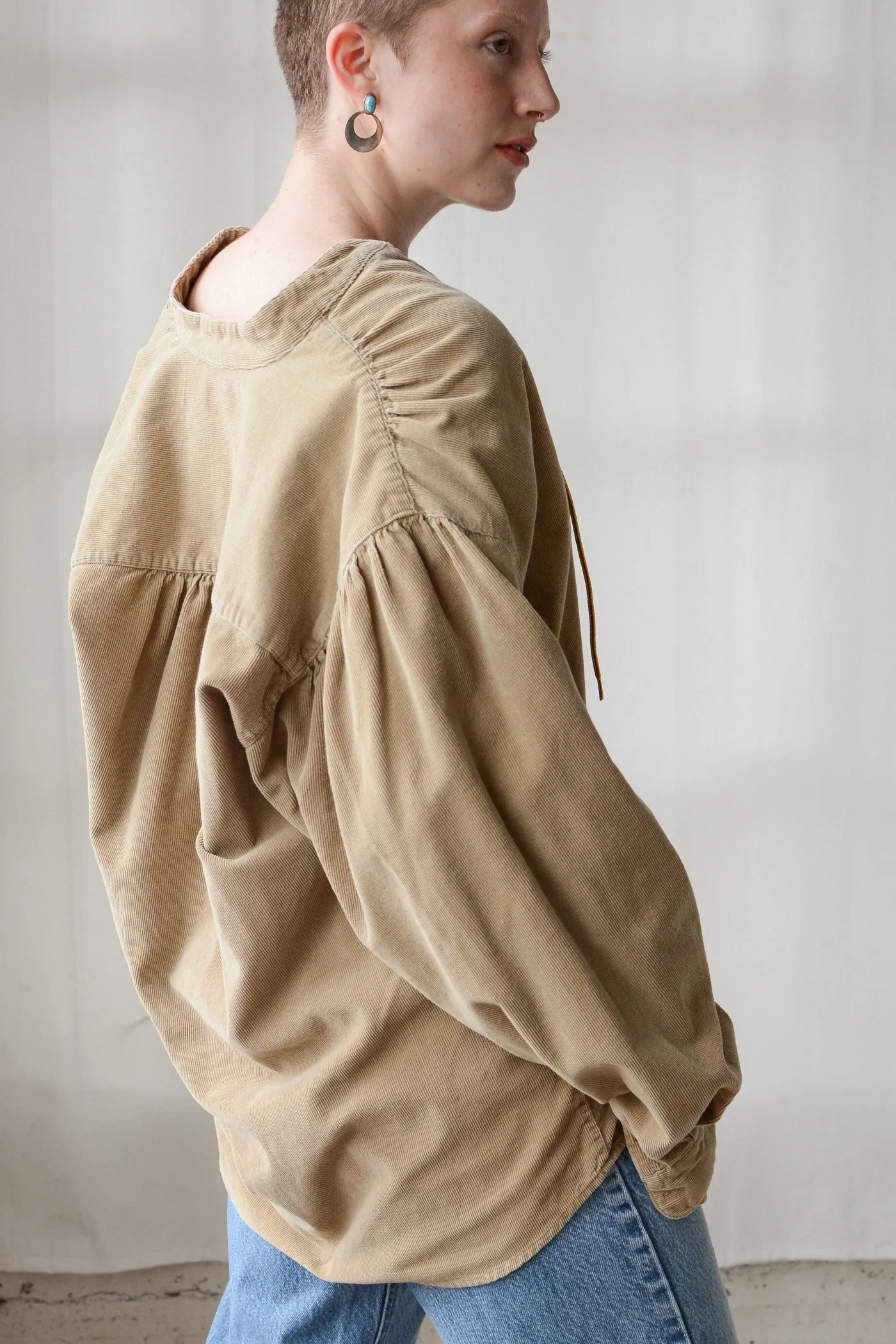 Corset Lace Front Corduroy Shirt