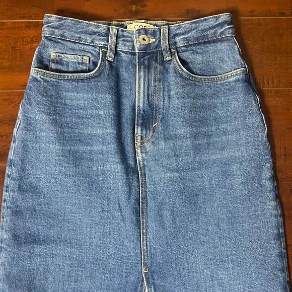 COS Front Slit Denim Midi Jean Skirt Size 4
