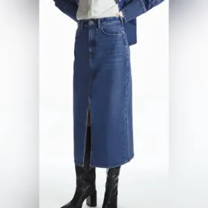 COS Front Slit Denim Midi Jean Skirt Size 4