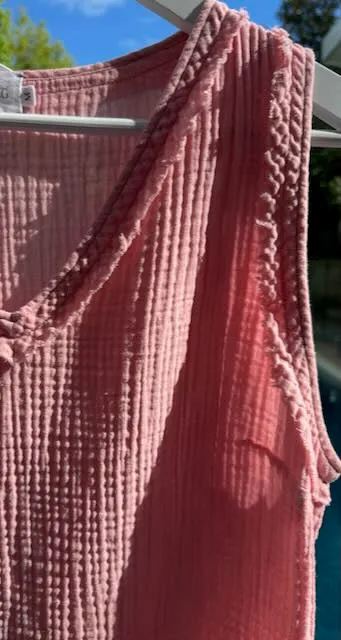Cotton Gauze V Neck Top