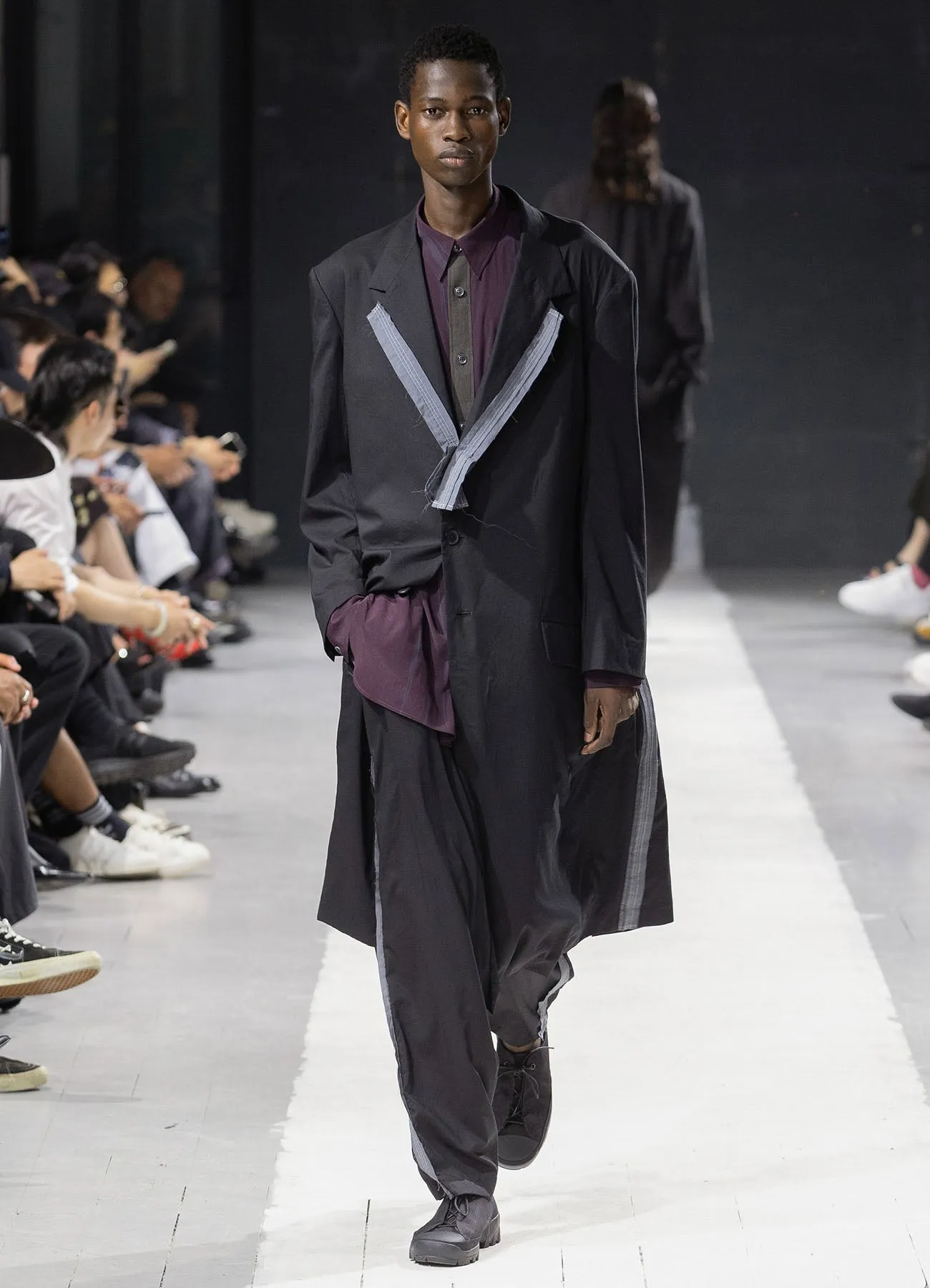 COTTON LYOCELL BROAD SUSPENDER PANTS WITH DECORATIVE CLOTH IN SIDE