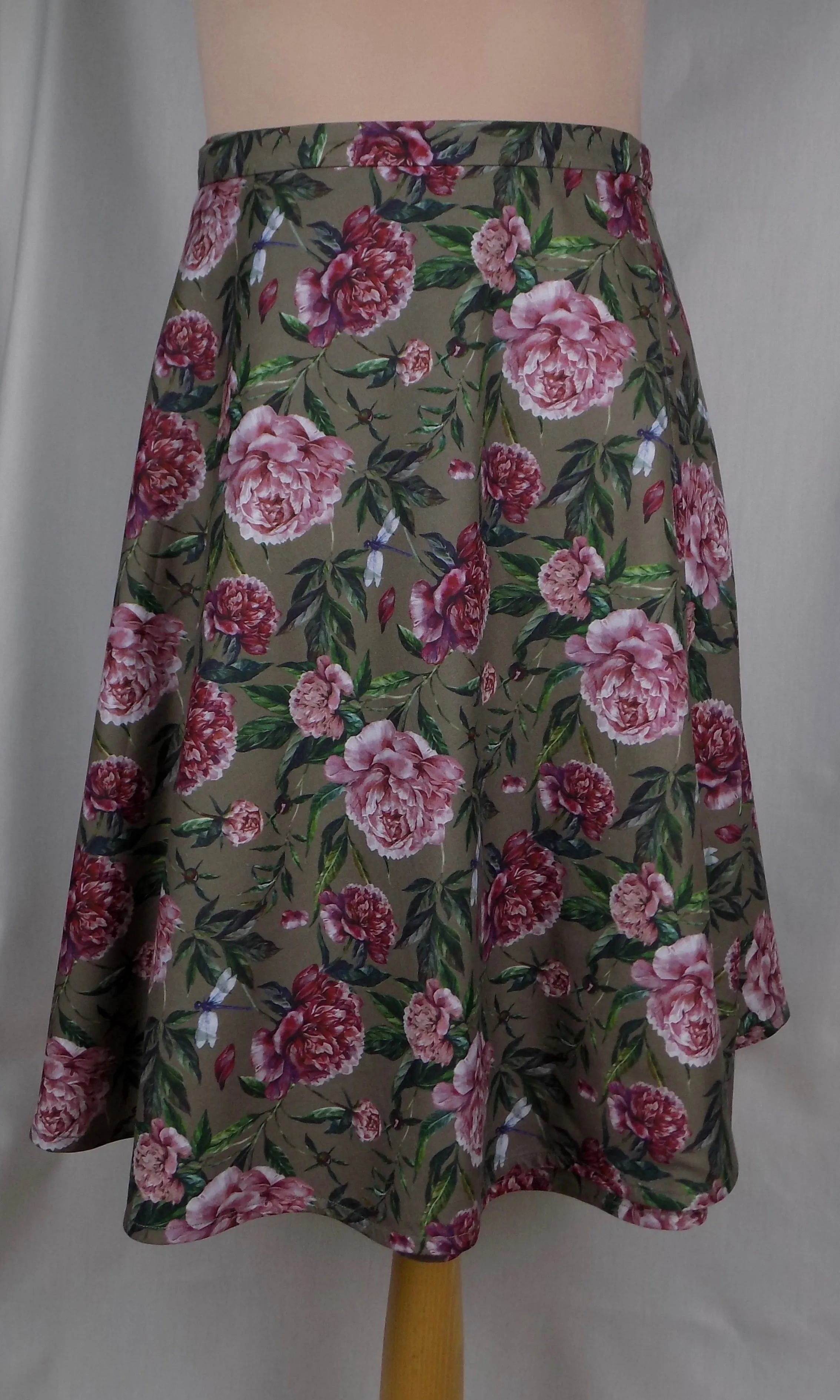 Cotton wrap skirt - Peony on taupe
