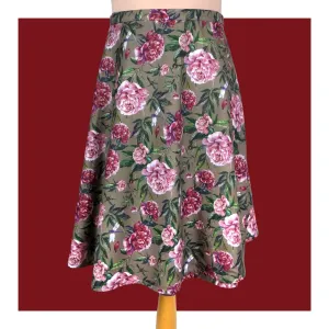 Cotton wrap skirt - Peony on taupe