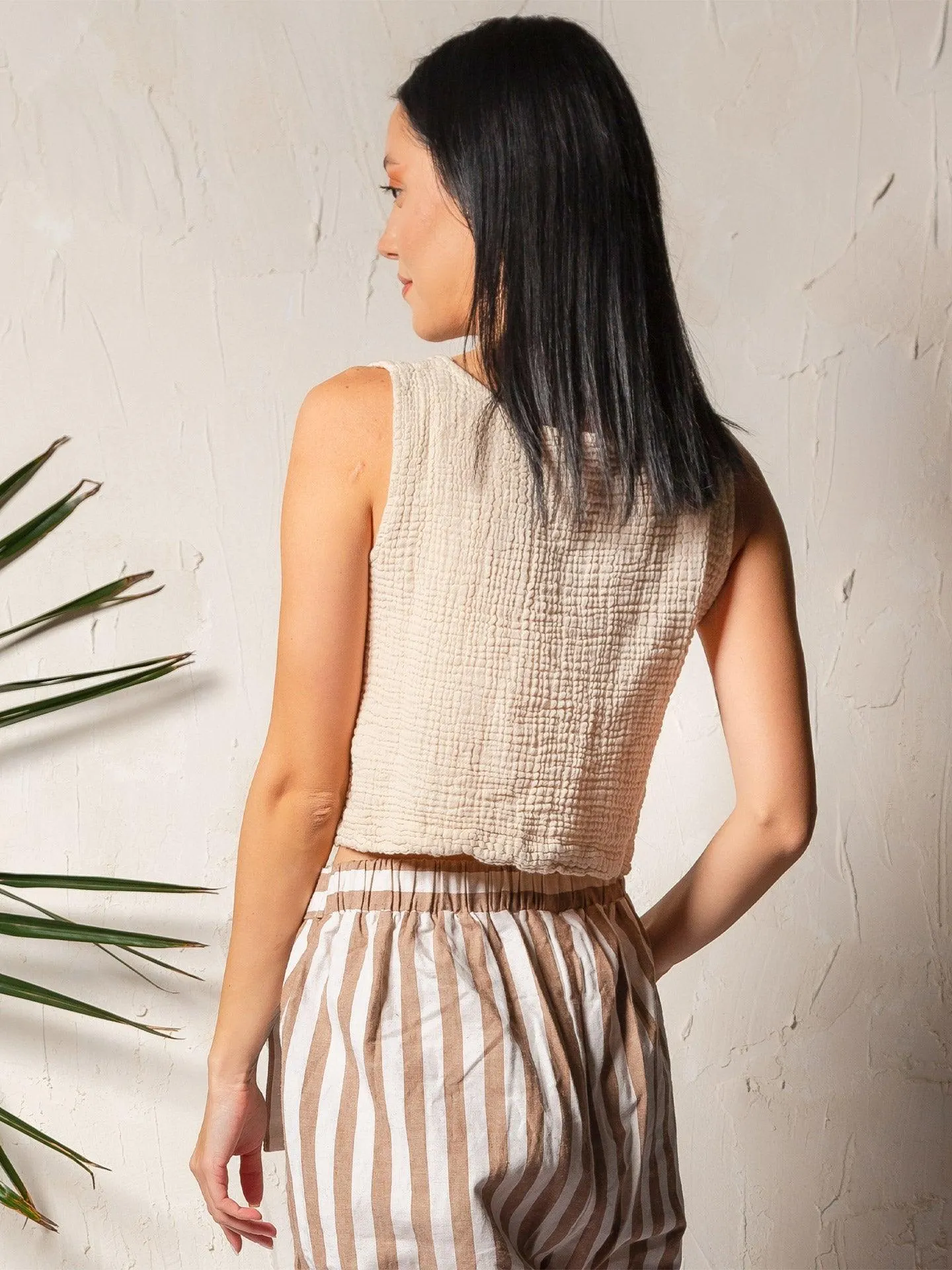 Cream Sleeveless Blouse