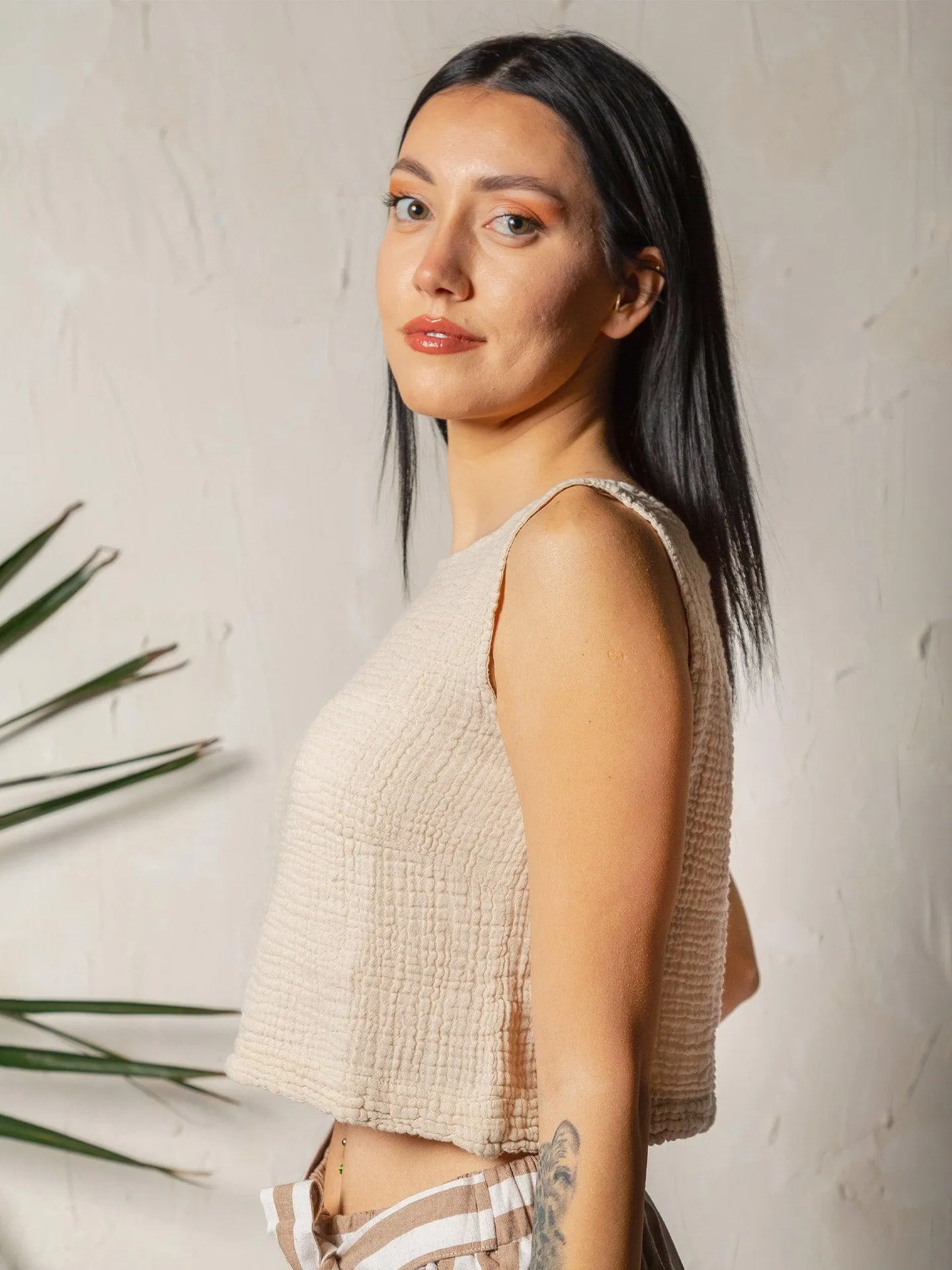 Cream Sleeveless Blouse