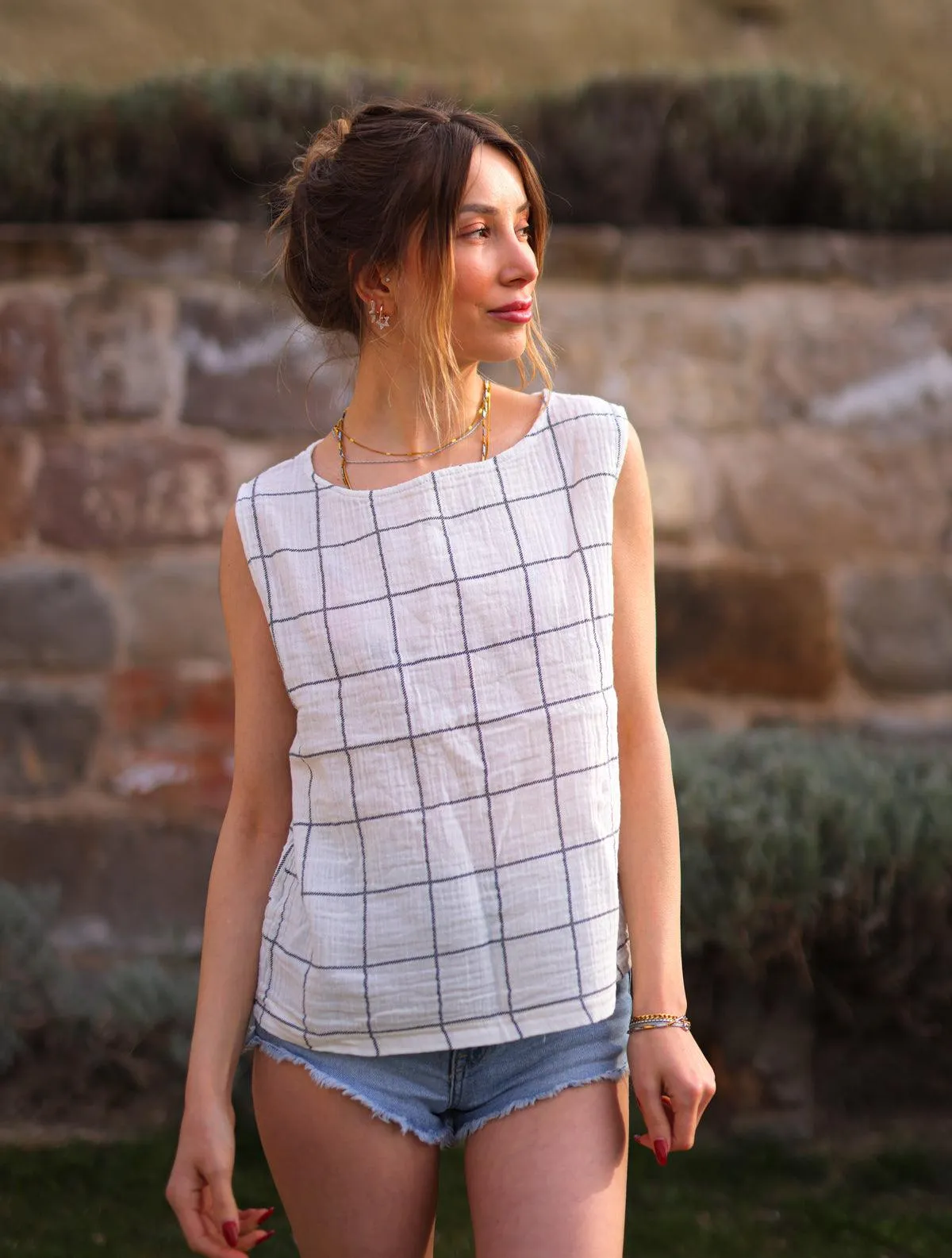 Cream Sleeveless Blouse