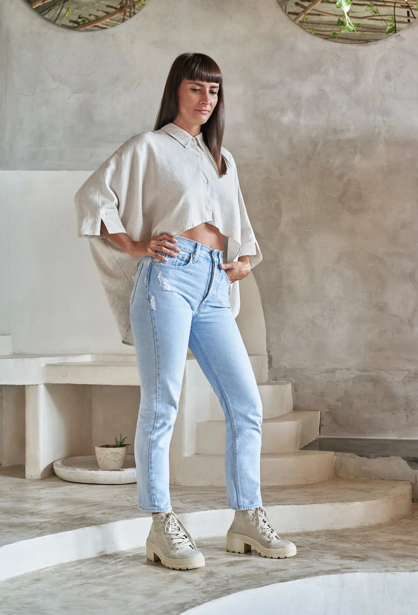 Crop Chemisette Eco-Linen