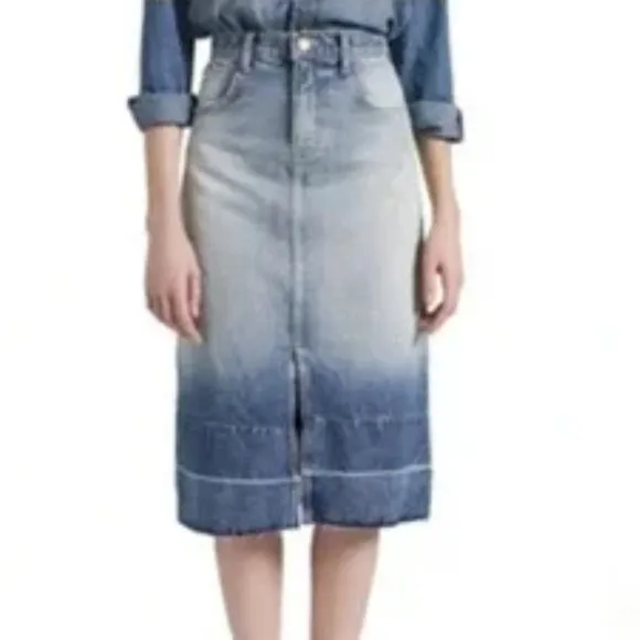 Current/Elliott The Slit Midi Denim Skirt 28 EUC