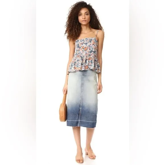 Current/Elliott The Slit Midi Denim Skirt 28 EUC