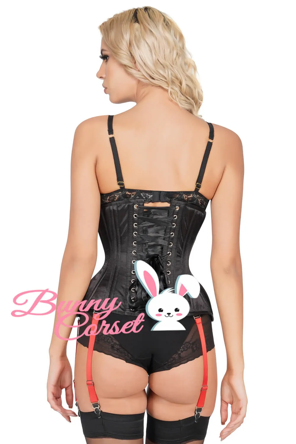 Curvy Black Satin Waist Trainer Corset