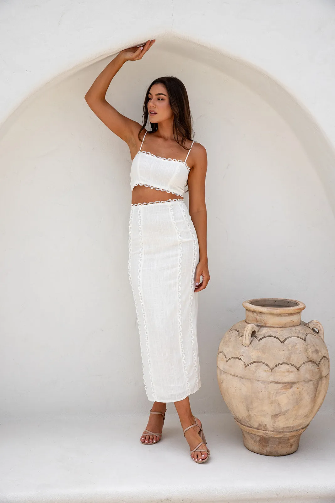 Cyprus Top and Skirt Set - White