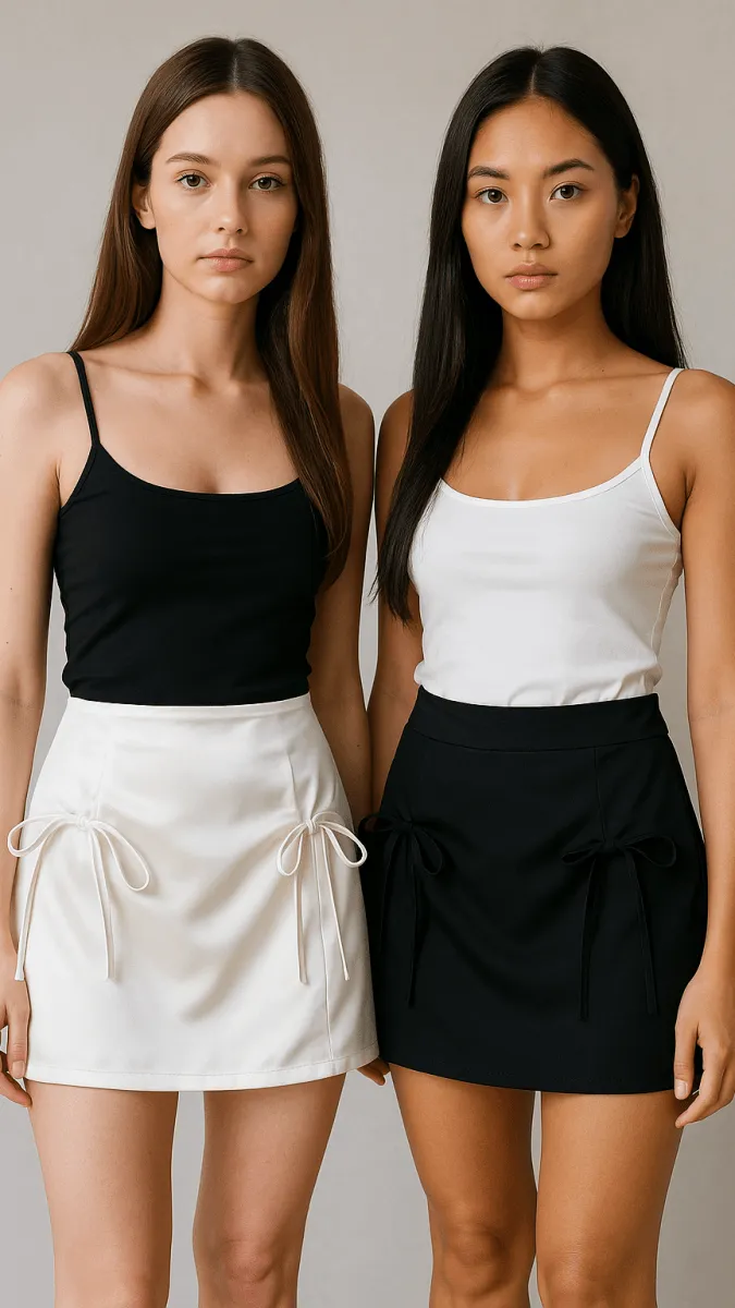 Dainty Bows Black Cotton Skirt