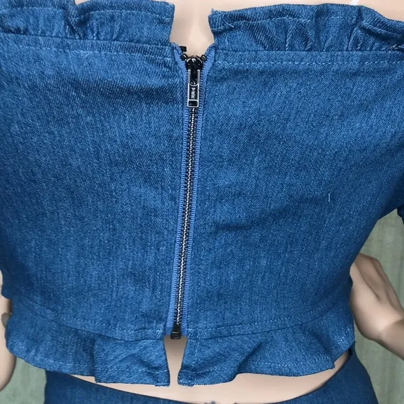 Denim 2 piece skirt &amp; top set