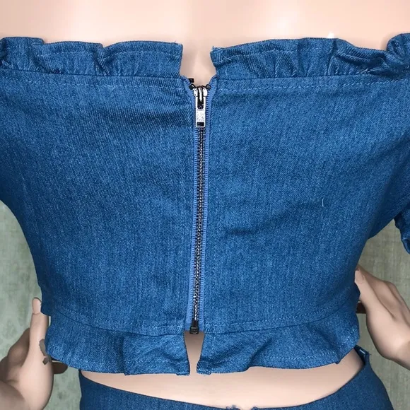 Denim 2 piece skirt &amp; top set