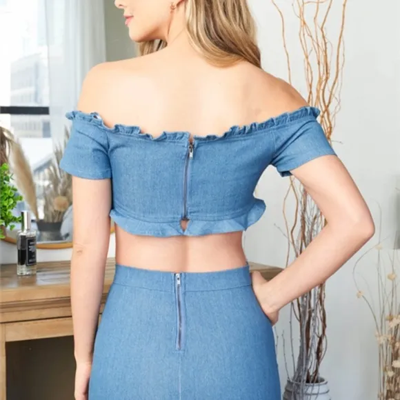 Denim 2 piece skirt &amp; top set