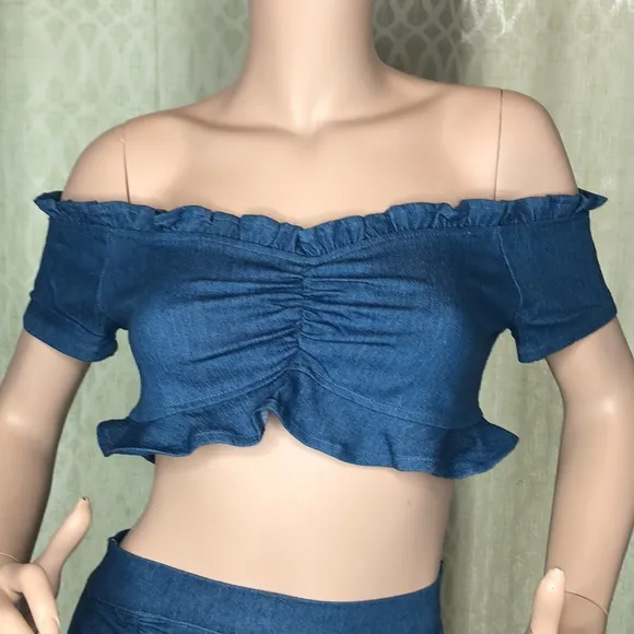 Denim 2 piece skirt &amp; top set