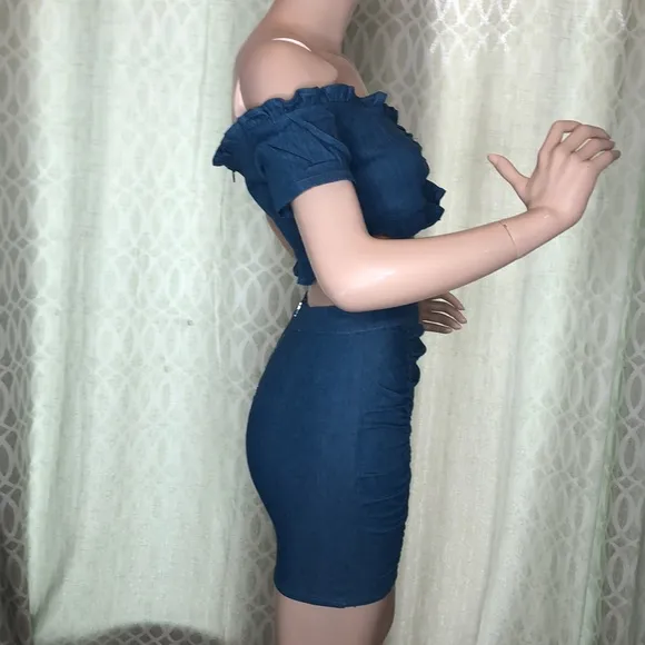 Denim 2 piece skirt &amp; top set