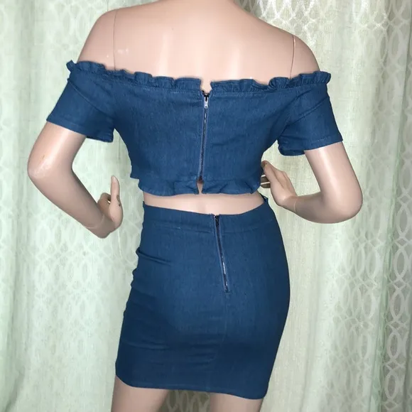 Denim 2 piece skirt &amp; top set