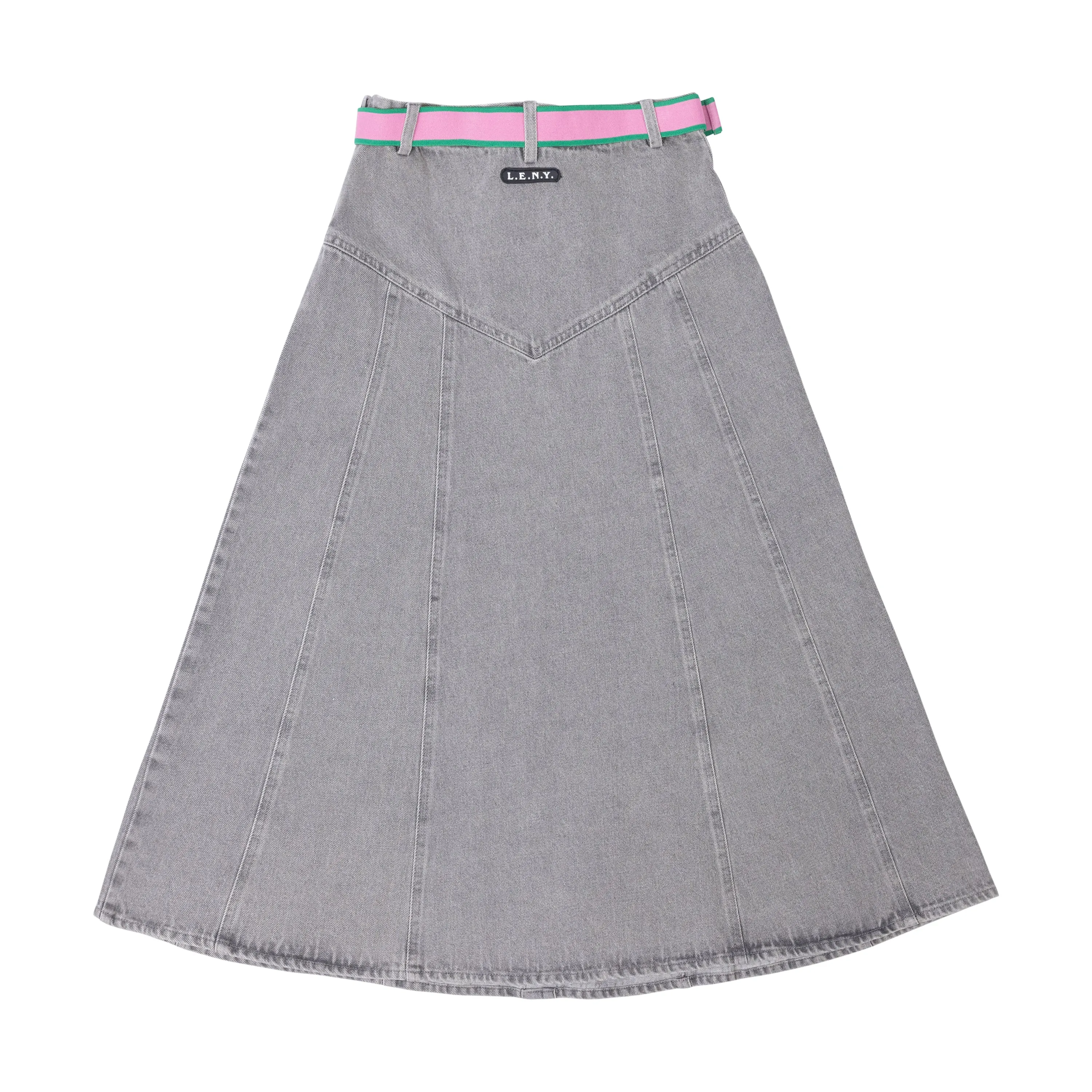 Denim Belt Midi  Skirt