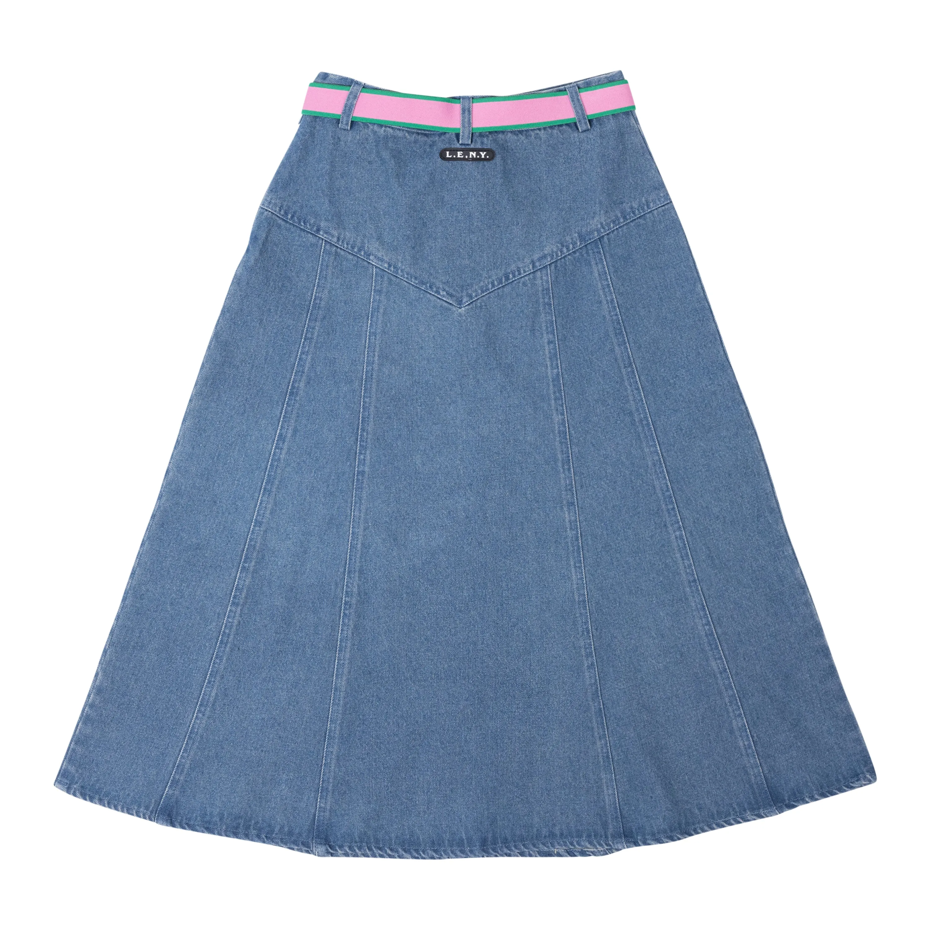 Denim Belt Midi  Skirt