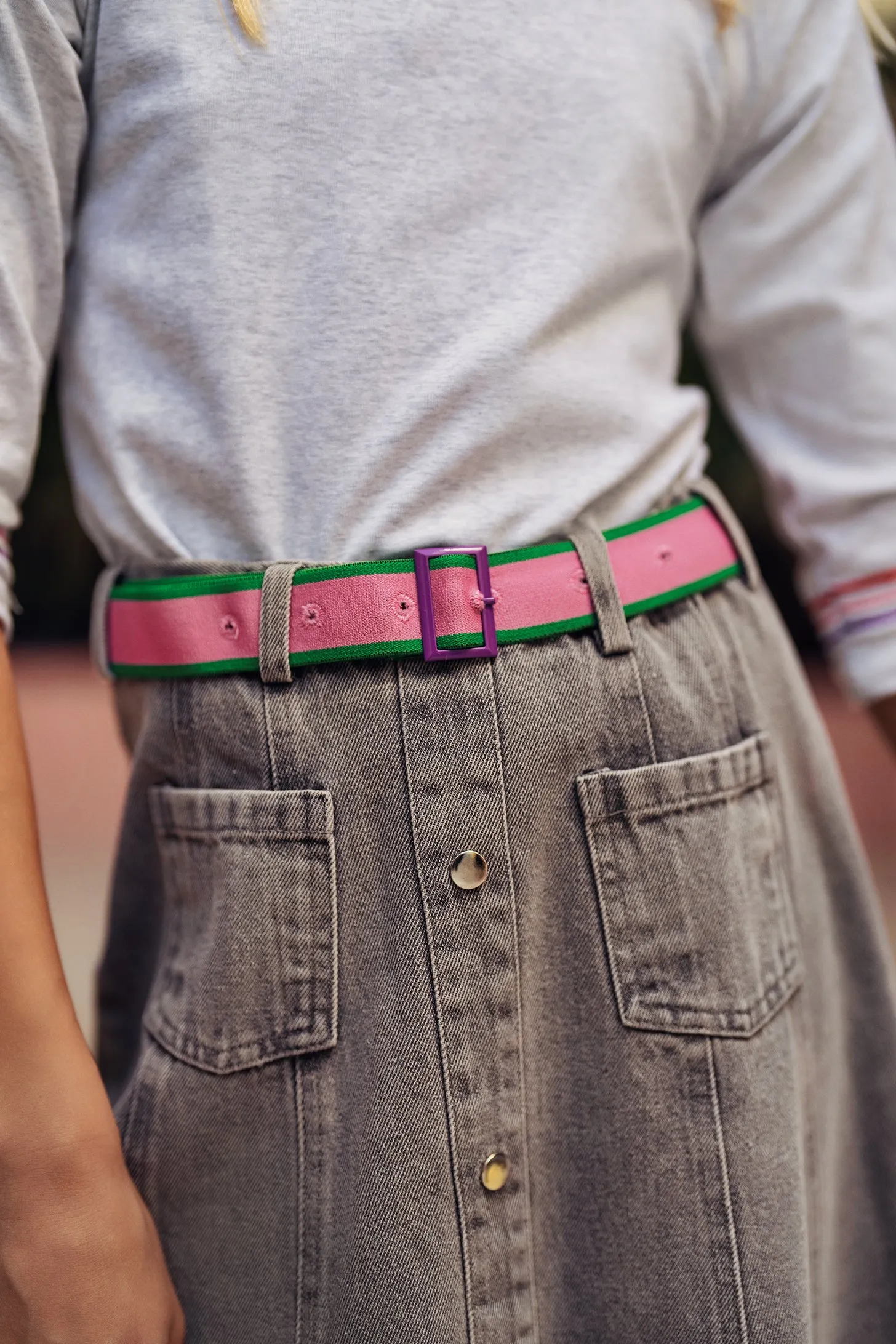 Denim Belt Midi  Skirt
