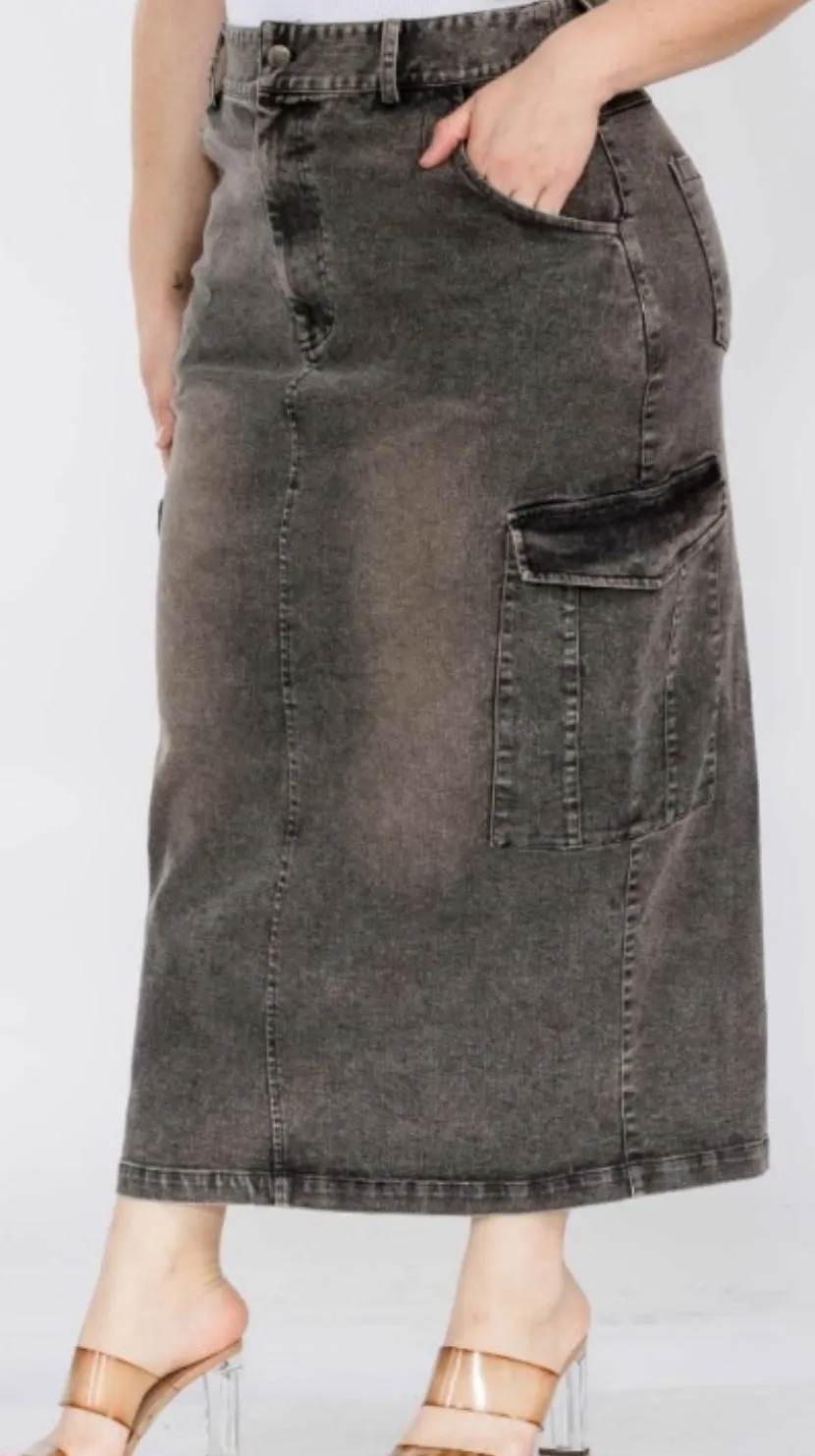 Denim Cargo Skirt