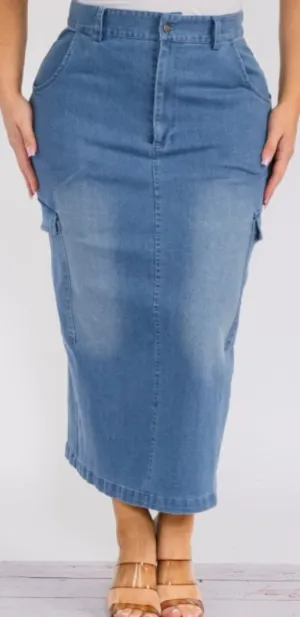Denim Cargo Skirt