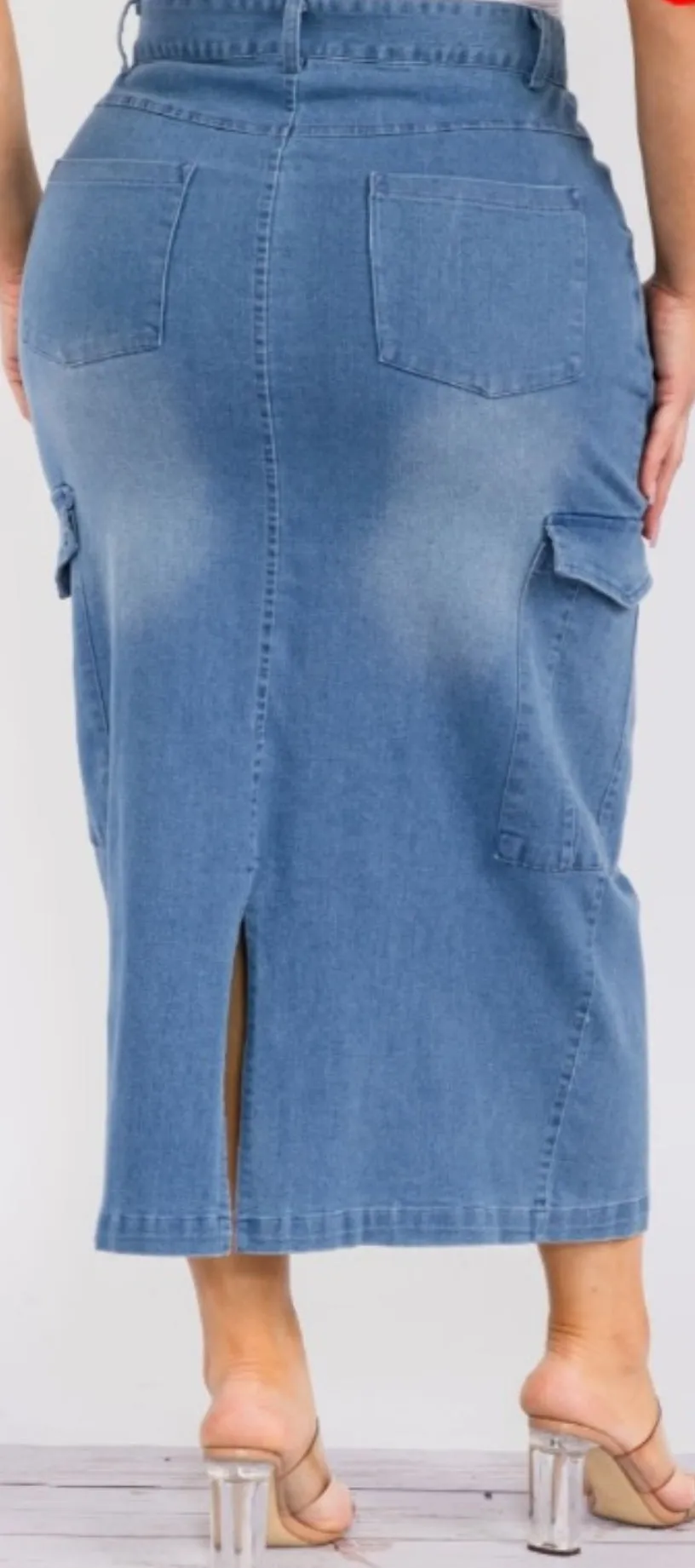 Denim Cargo Skirt