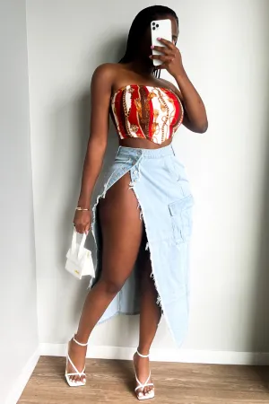 DENIM HITTER SPLIT | SKIRT (S-XXL)