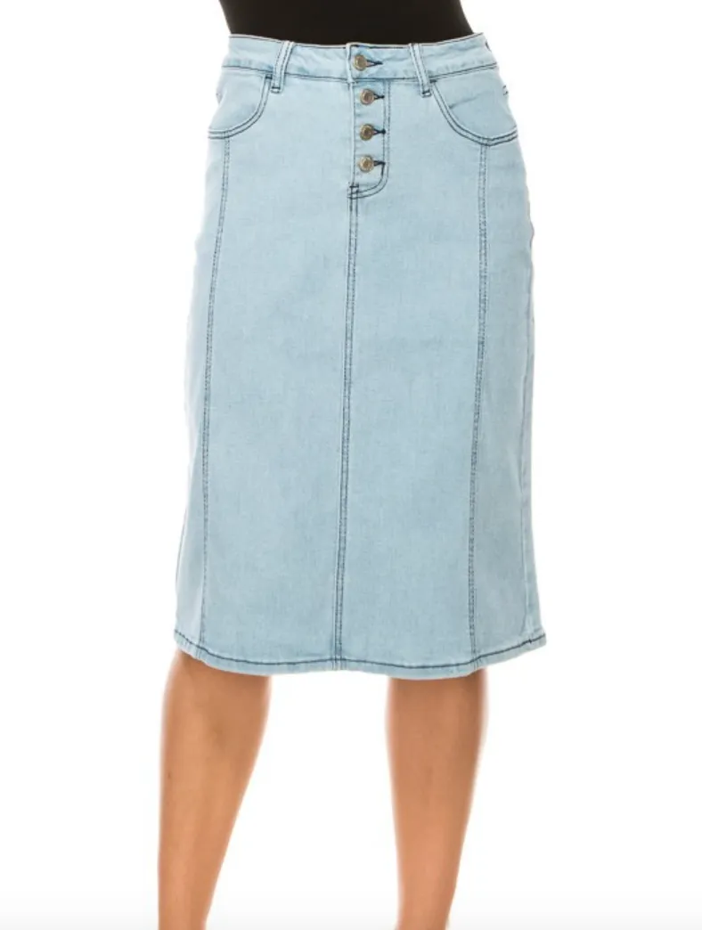 Denim Middle Length Skirt