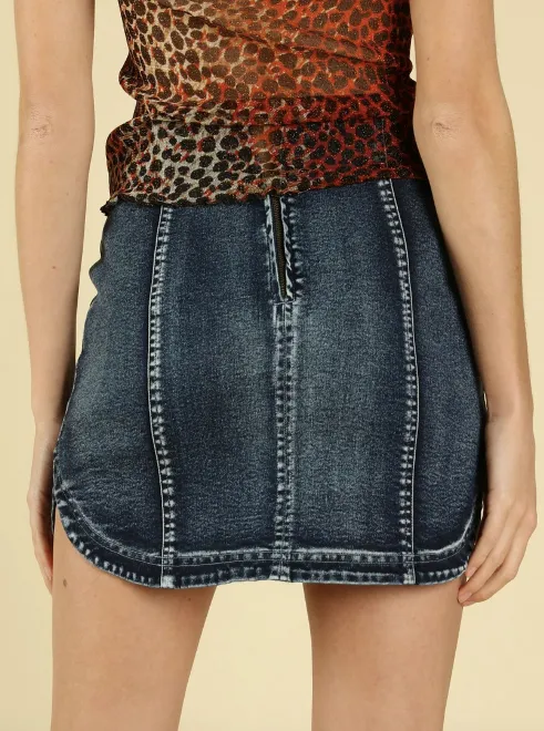 Denim Round Hem Mini Skirt